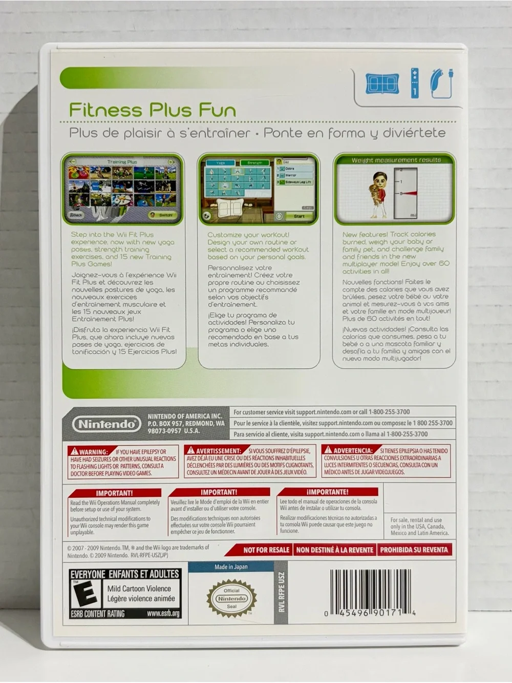 Wii Fit Plus Nintendo 2009 Exercise Video Game Case Manual Disc Complete